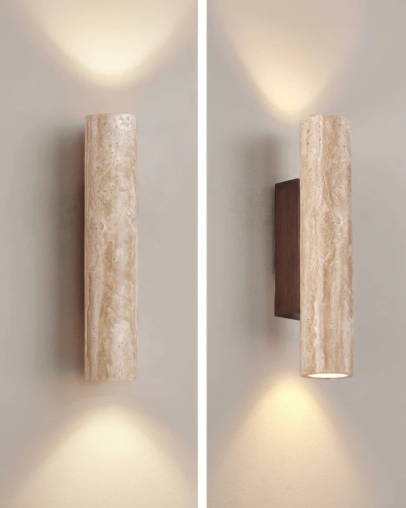 Sanur – Applique murale minimaliste en travertin avec éclairage double faisceau
