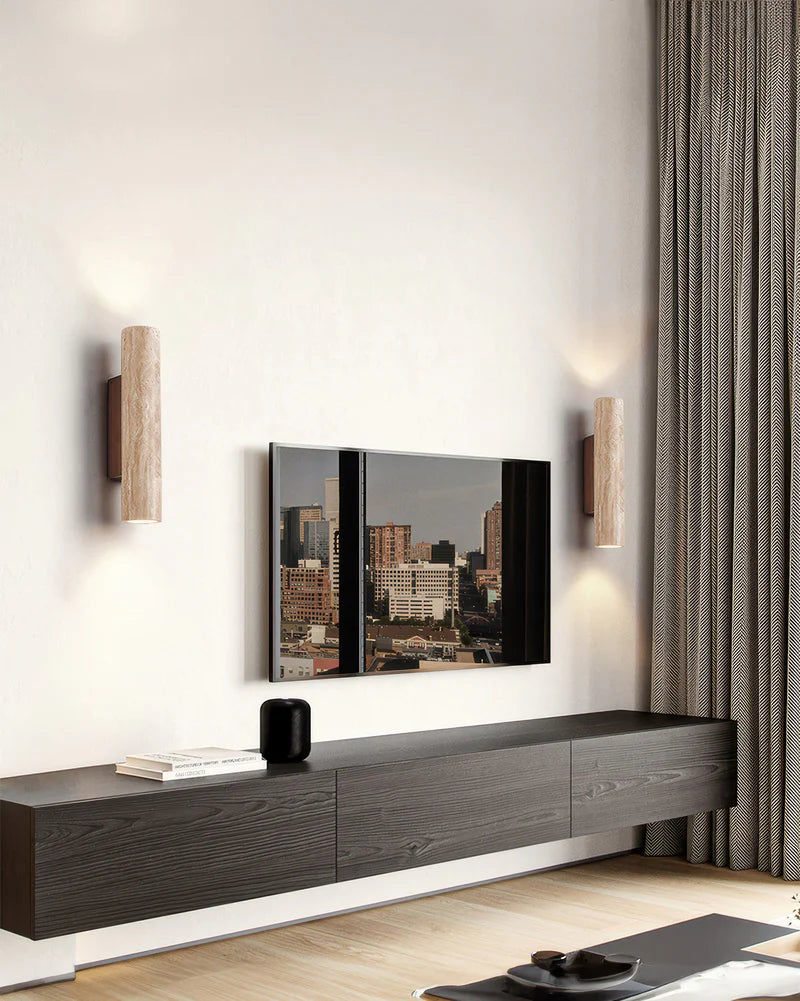 Sanur – Applique murale minimaliste en travertin avec éclairage double faisceau