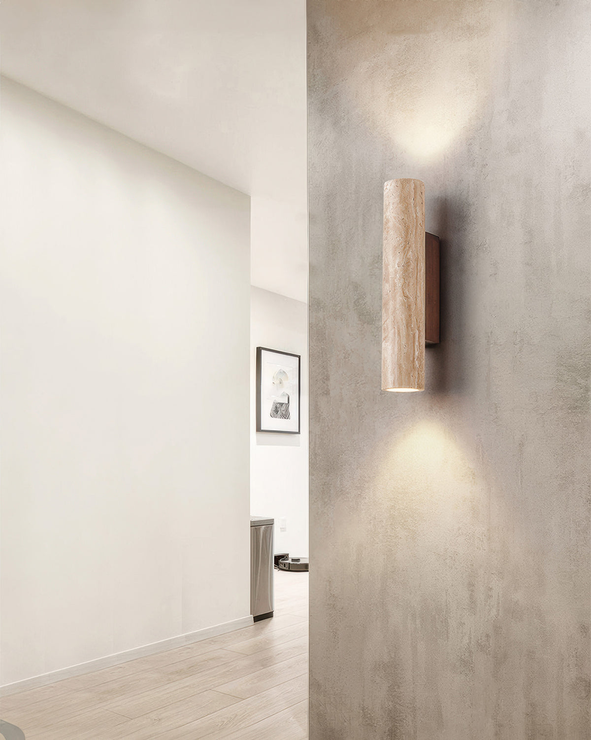 Sanur – Applique murale minimaliste en travertin avec éclairage double faisceau
