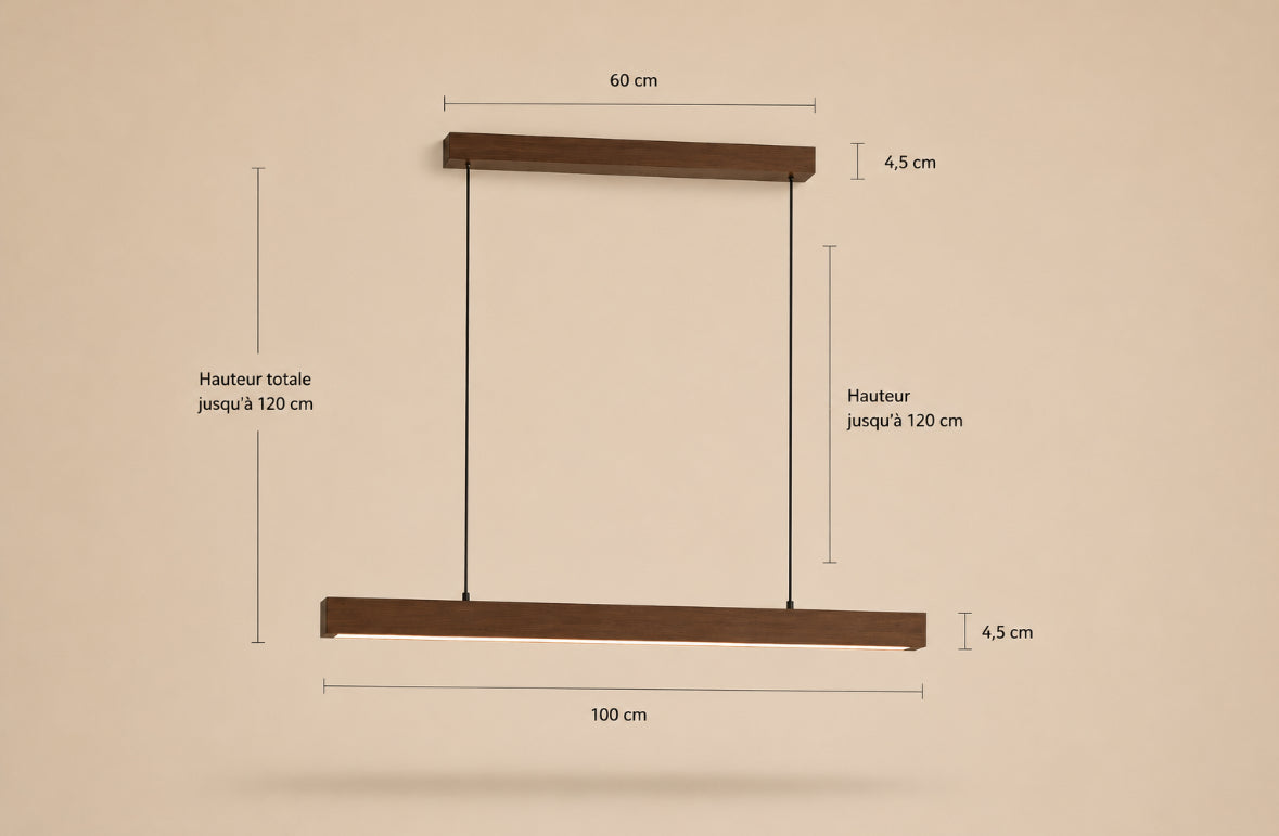 NOKI – Suspension LED en bois de noyer