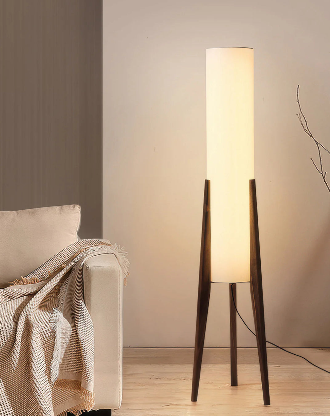 ASKELAND - Lampe à poser en bois massif et tissu